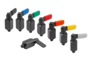 Cam-action indexing plunger, steel, with square sleeve Cam-action indexing plunger, steel, with square sleeve