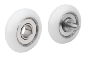Guide rollers, plastic, convex with and without stainless steel pins Guide rollers, plastic, convex with and without stainless steel pins