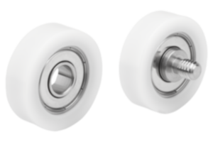 Guide rollers, plastic, cylindrical with and without stainless steel pins Guide rollers, plastic, cylindrical with and without stainless steel pins