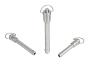 Ball lock pins with stainless steel grip ring