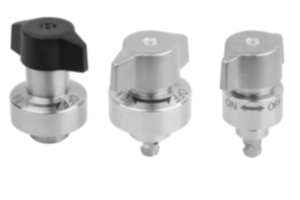 Quarter-turn clamp locks, stainless steel, retractable, twist knob plastic or stainless steel Quarter-turn clamp locks, stainless steel, retractable, twist knob plastic or stainless steel